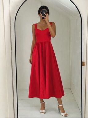 J.Crew sweetheart midi dress poplin skirt flowy summer resort wear size xxs